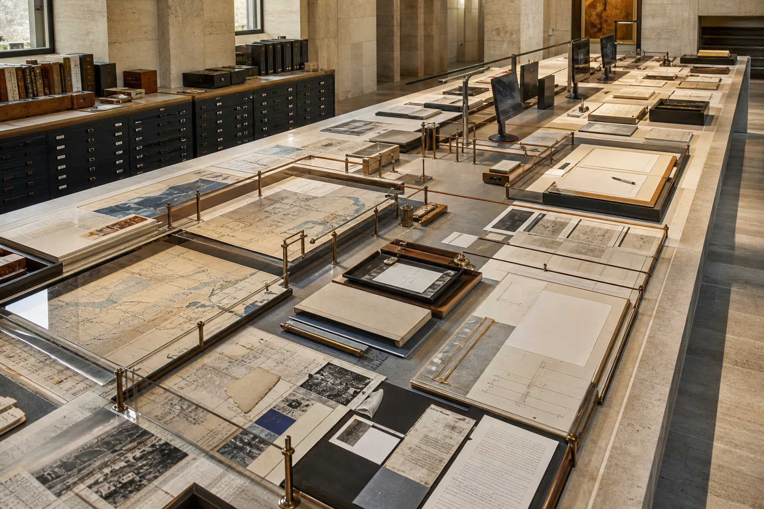 A long evidence table connecting maps, records, analysis and an authorised decision folio